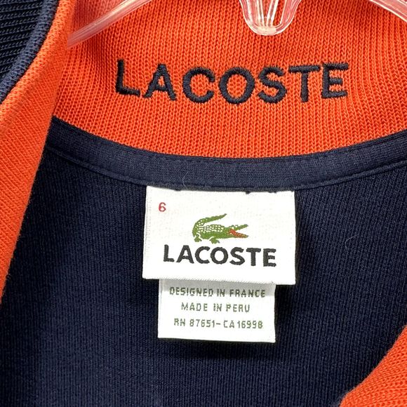 Lacoste Mens 1/4 Zip Pullover Sweater Size 6 XL Dark Blue Knit Cotton Mock Neck - Picture 8 of 15